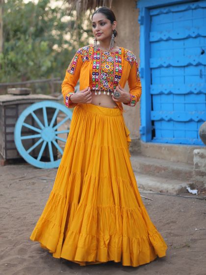 Mustard Yellow Jacketed Style Lehenga Choli