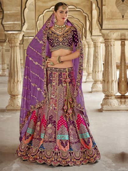 Purple Wedding Lehenga Choli In Banarasi Silk