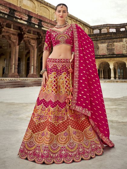 Multicolor Zari Embellished Bridal Lehenga Choli