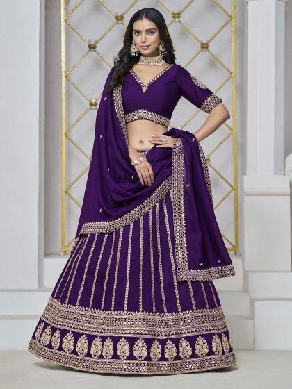 Purple Party Wear Lehenga Choli In Silk