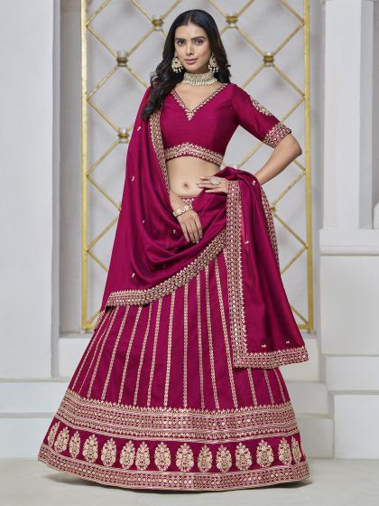 Rani Pink Festive Lehenga Choli With Dupatta