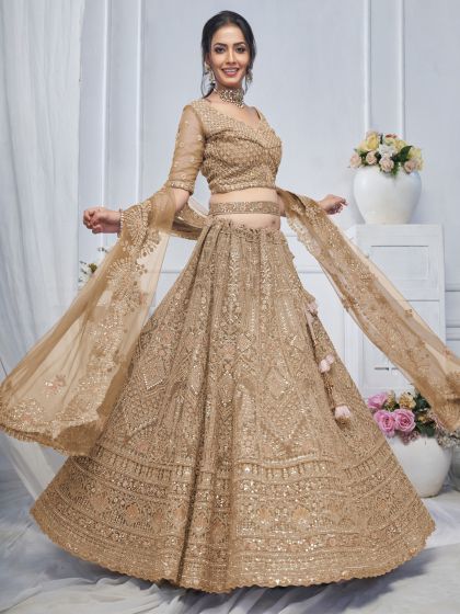 Light Brown Traditional Wear Lehenga Choli Set