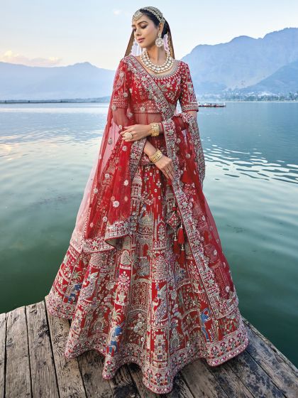 Maroon Heavy Zari Embellished Bridal Lehenga Set