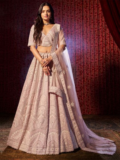 Light Pink Bridesmaid Lehenga Choli With Dupatta