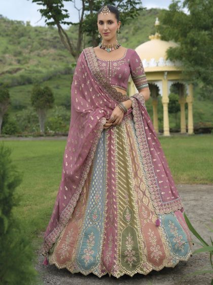 Multicolor Sequins Augmented Wedding Lehenga Choli