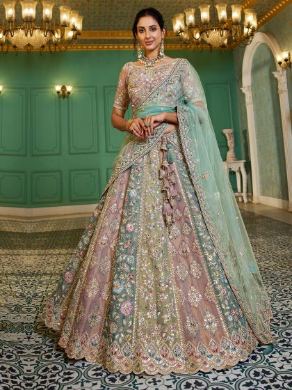 Multicolor Mirror Embellished Bridesmaid Lehenga Set