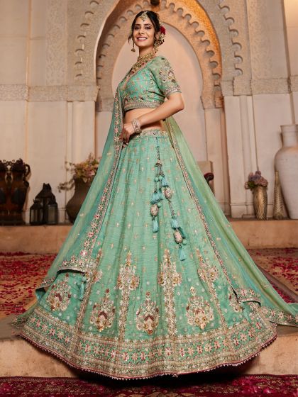 Green Wedding Lehenga Choli In Heavy Embroidery