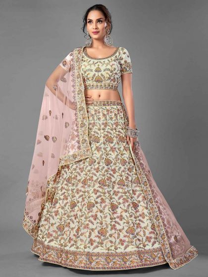 White Colour Georgette Fabric Designer Lehenga.