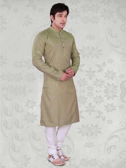 Cotton Fabric Kurta Pajama Brown Colour.