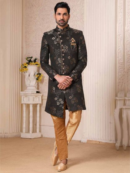 Black Colour Party Wear Indowestern.