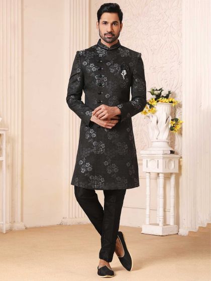 Black Colour Designer Indowestern For Men.