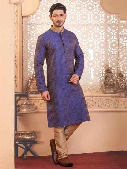 Green Colour Jacquard Fabric Mens Kurta Pajama.