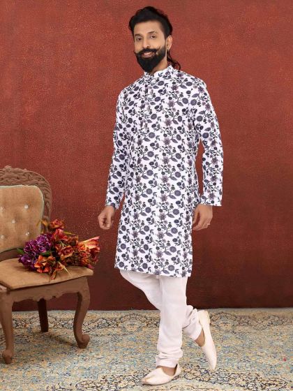 White Colour Cotton Kurta Pajama.