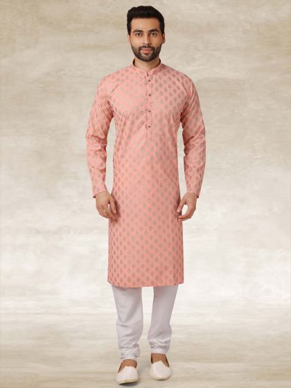 Cotton Kurta Pajama Peach Colour.