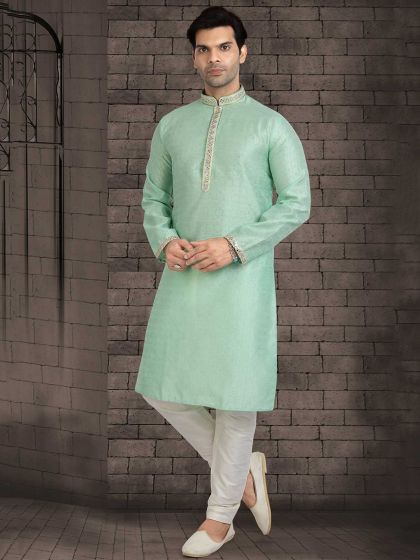 Green Colour Jacquard Silk Fabric Designer Kurta Pajama.