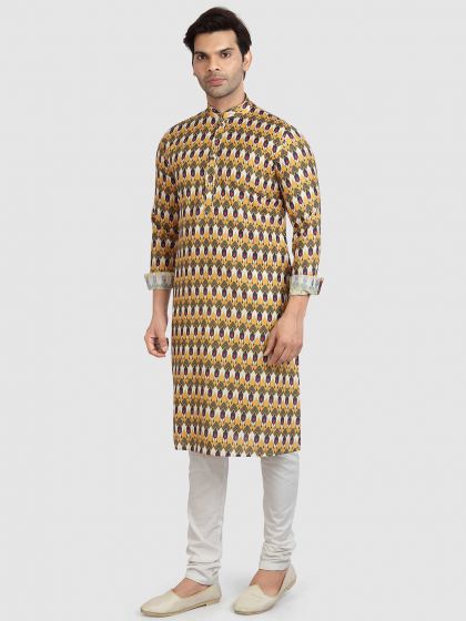 Mustard Yellow Colour Cotton Kurta Pajama.