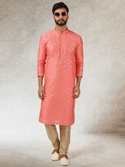 Pink Colour Party Wear Kurta Pajama in Art Silk Fabric.