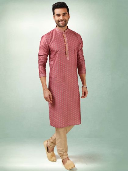 Magenta Colour Art Silk Fabric Party Wear Kurta Pajama.