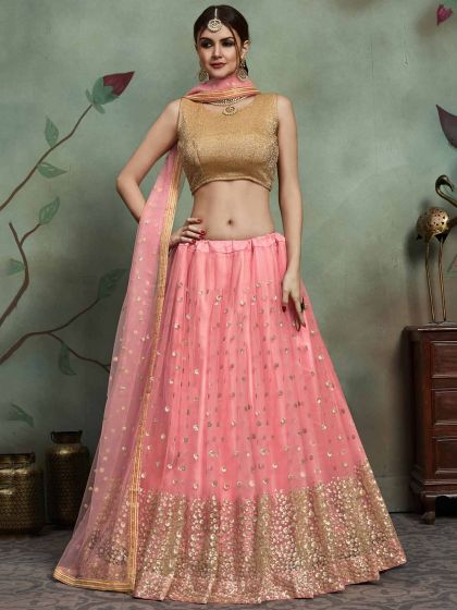 Pink Colour Net Fabric Lehenga Choli.