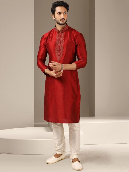 Maroon Colour Designer Kurta Pajama.