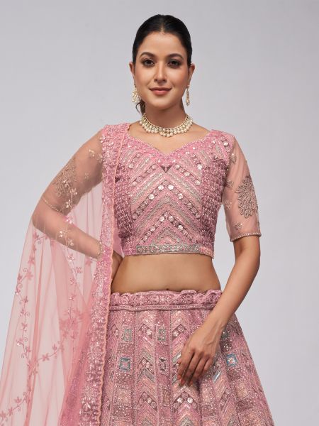 Baby Pink Bridesmaid Embroidered Lehenga Choli